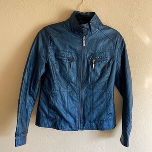 Blue leather jacket